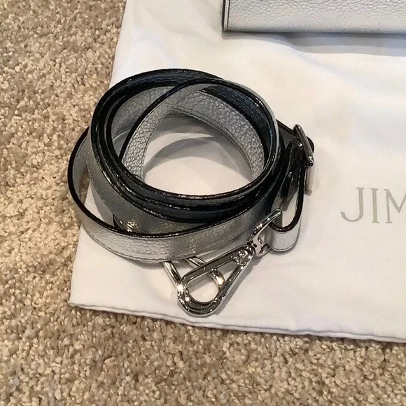 Jimmy Choo Silver Satchel with Structured Design and Top Handles - Picture 4 of 13